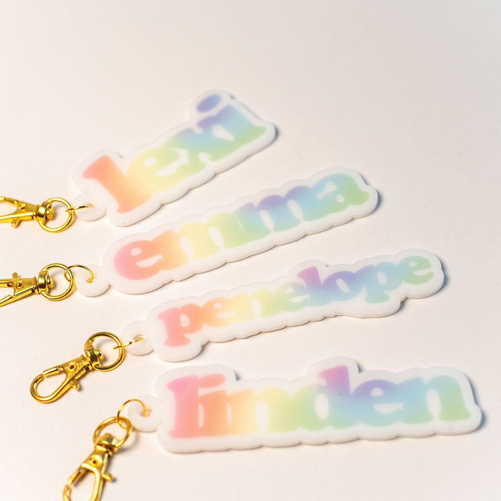 Rainbow name keychains