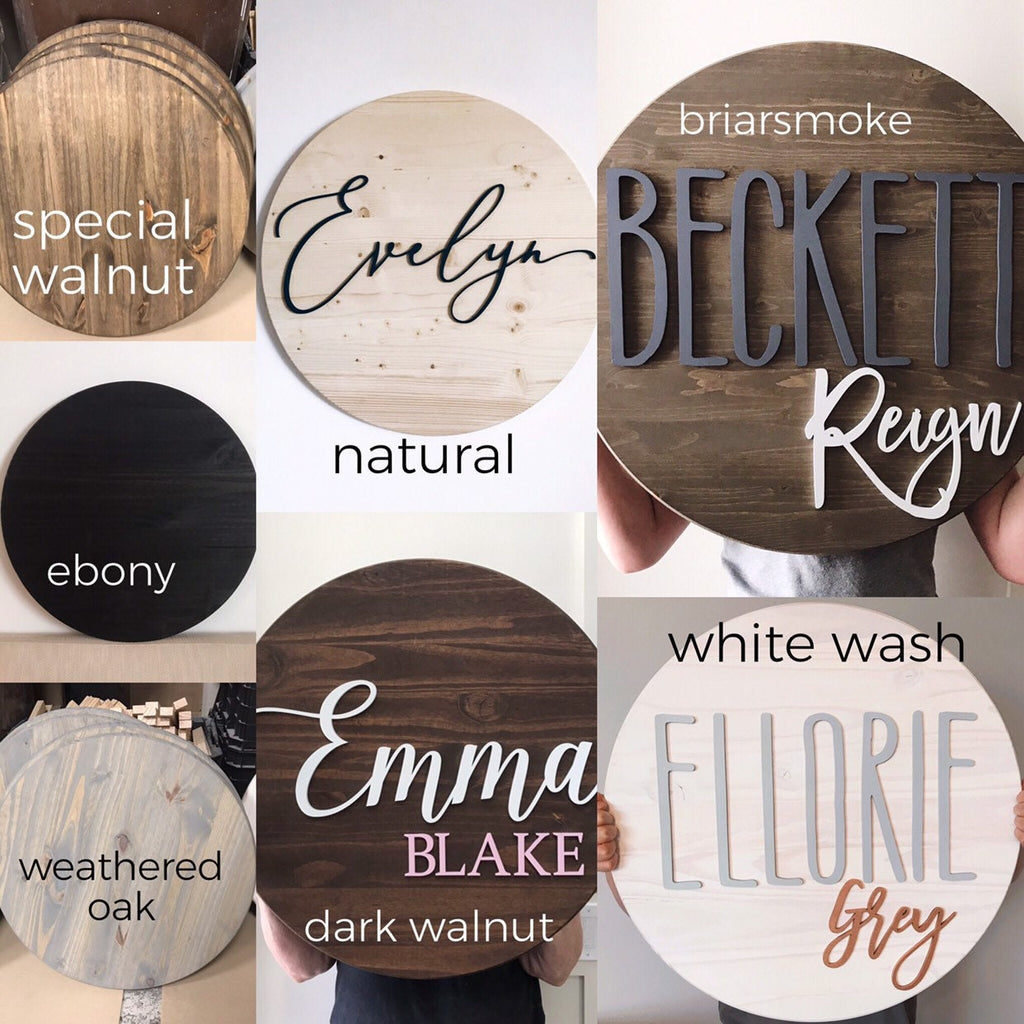 Name sign, NO LETTER LIMIT, 24" round sign, baby name sign for nursery