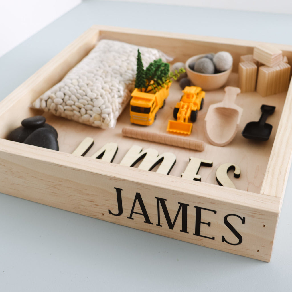 Kids Sensory Kit, Construction sensory bin, montessori play kit, personalized kids gift sensory kit, personalized sensory tray