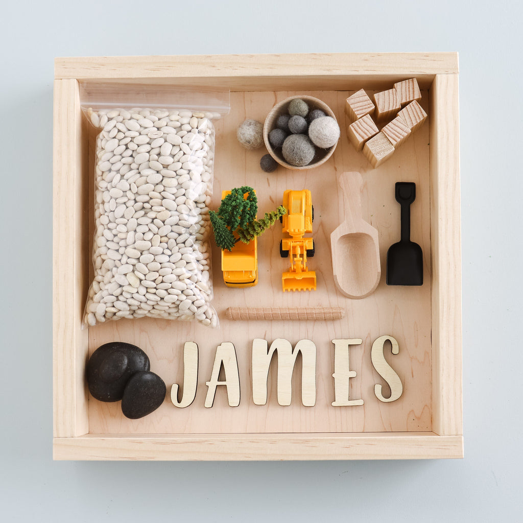 Kids Sensory Kit, Construction sensory bin, montessori play kit, personalized kids gift sensory kit, personalized sensory tray