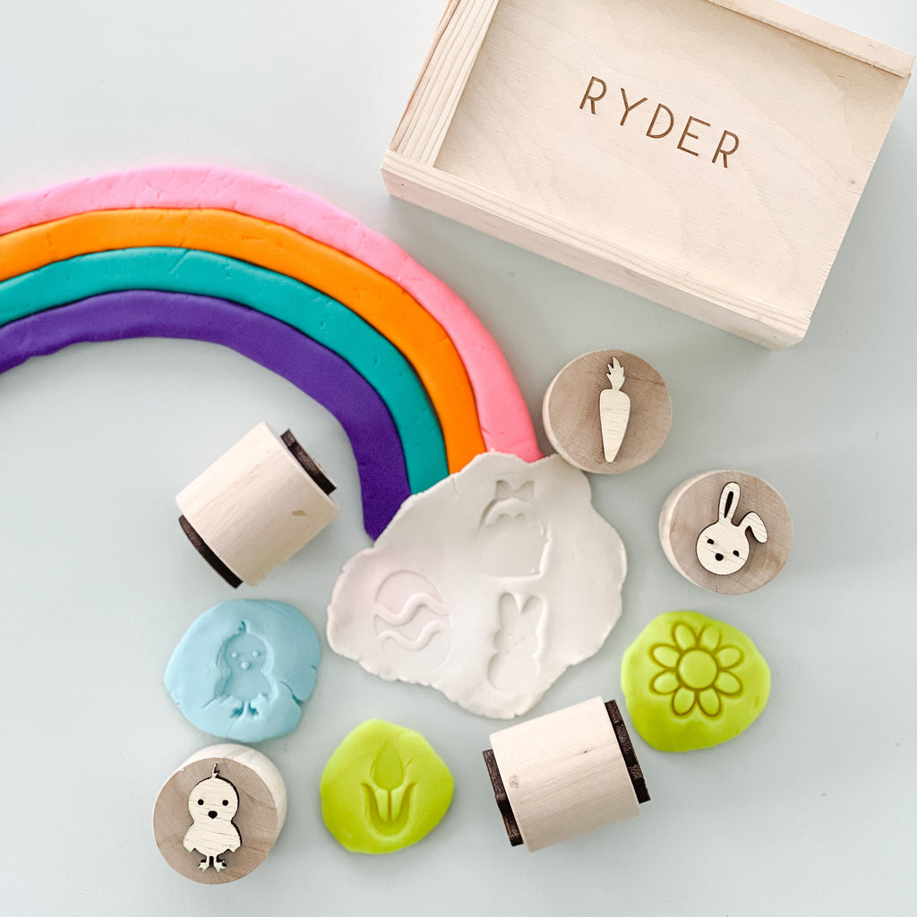Easter playdough stamps, sensory kit tools, Easter basket filler, montessori toys