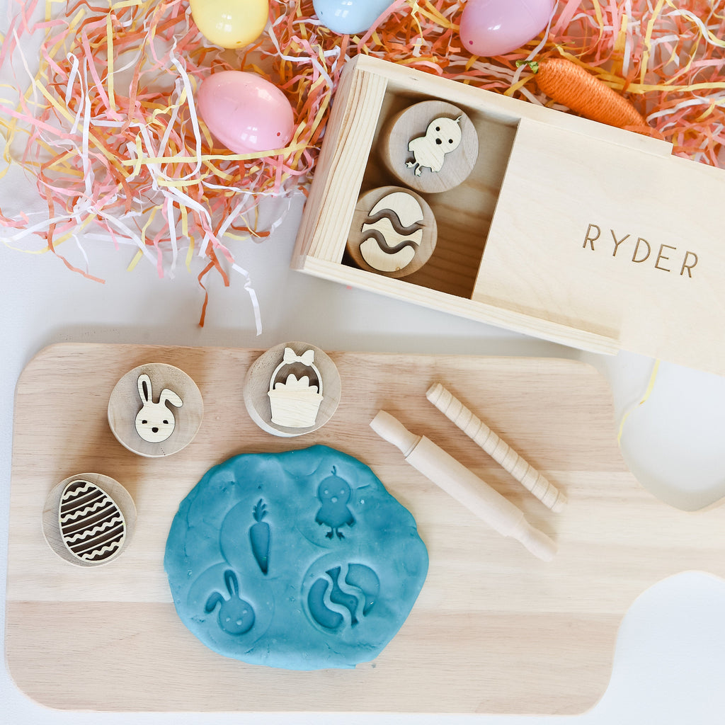 Easter playdough stamps, sensory kit tools