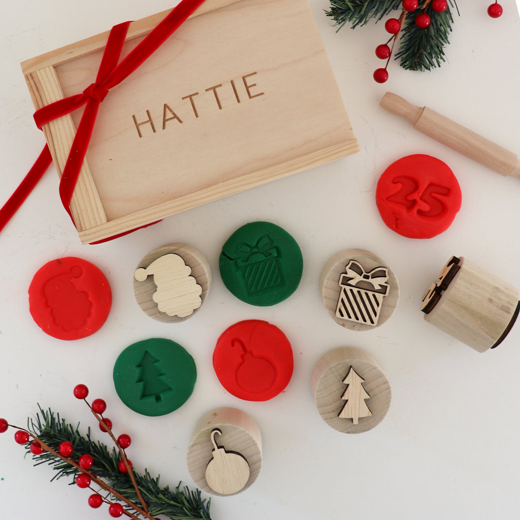 Christmas and new year's eve playdough stamps