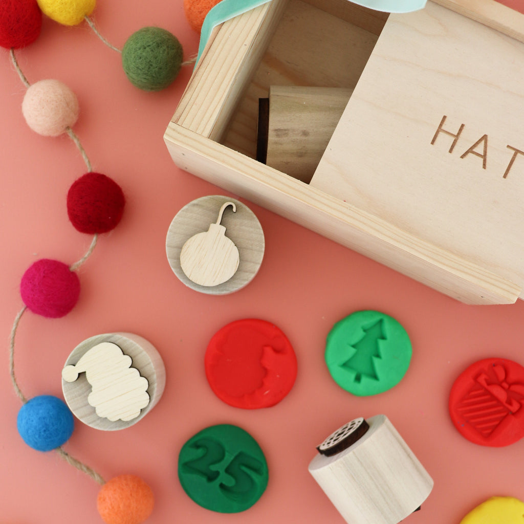 Christmas and new year's eve playdough stamps