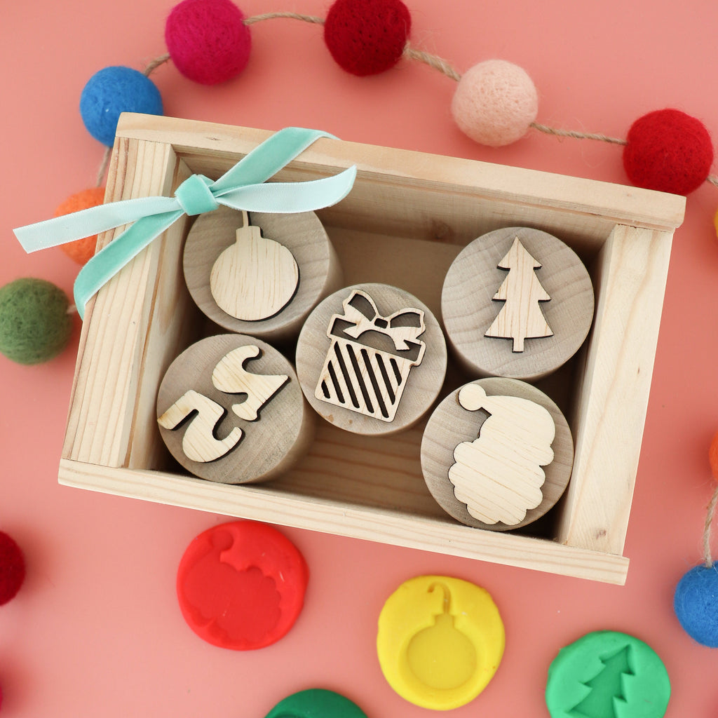 Christmas and new year's eve playdough stamps