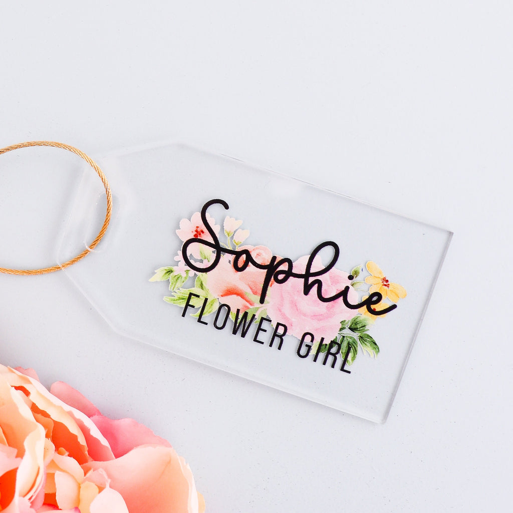 Personalized luggage tag, flower girl gift, flower girl gift tag, bridesmaid gift, bridesmaid proposalh