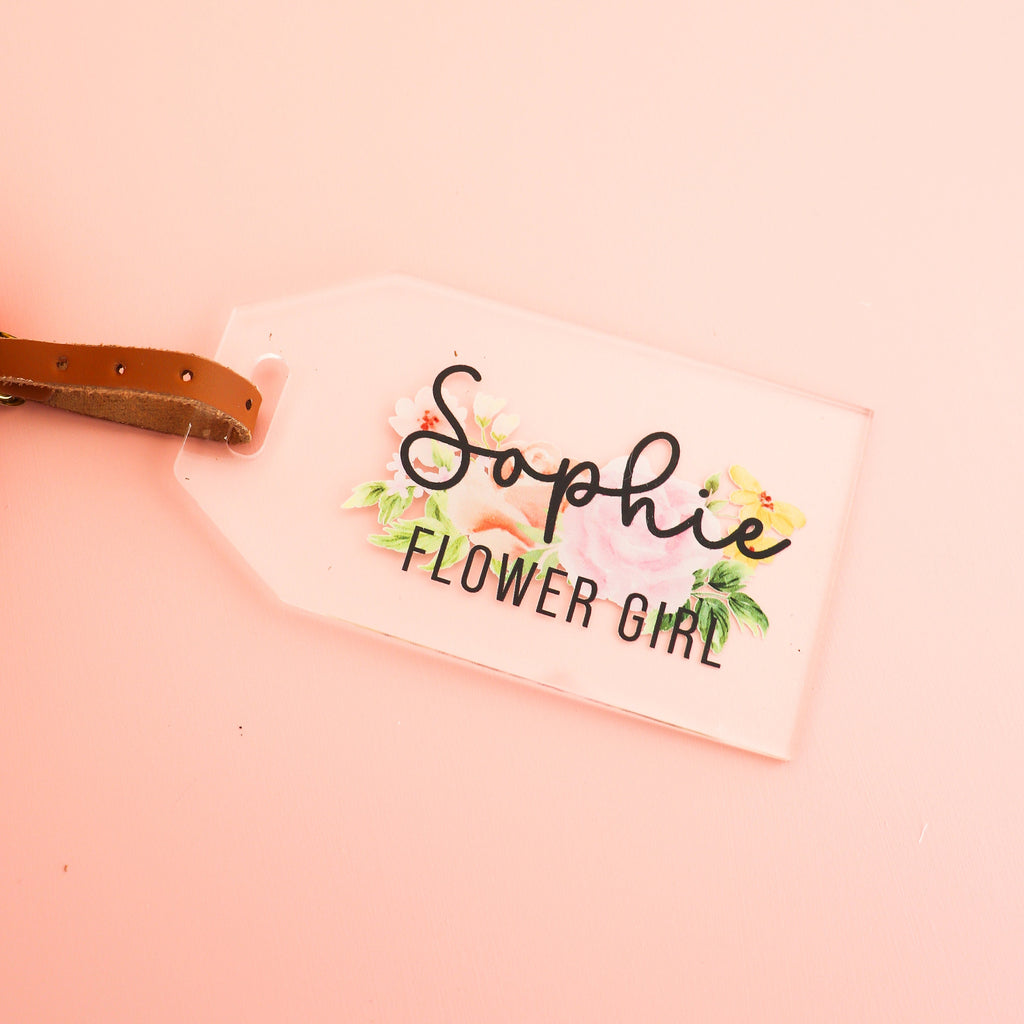 Personalized luggage tag, flower girl gift, flower girl gift tag, bridesmaid gift, bridesmaid proposalh