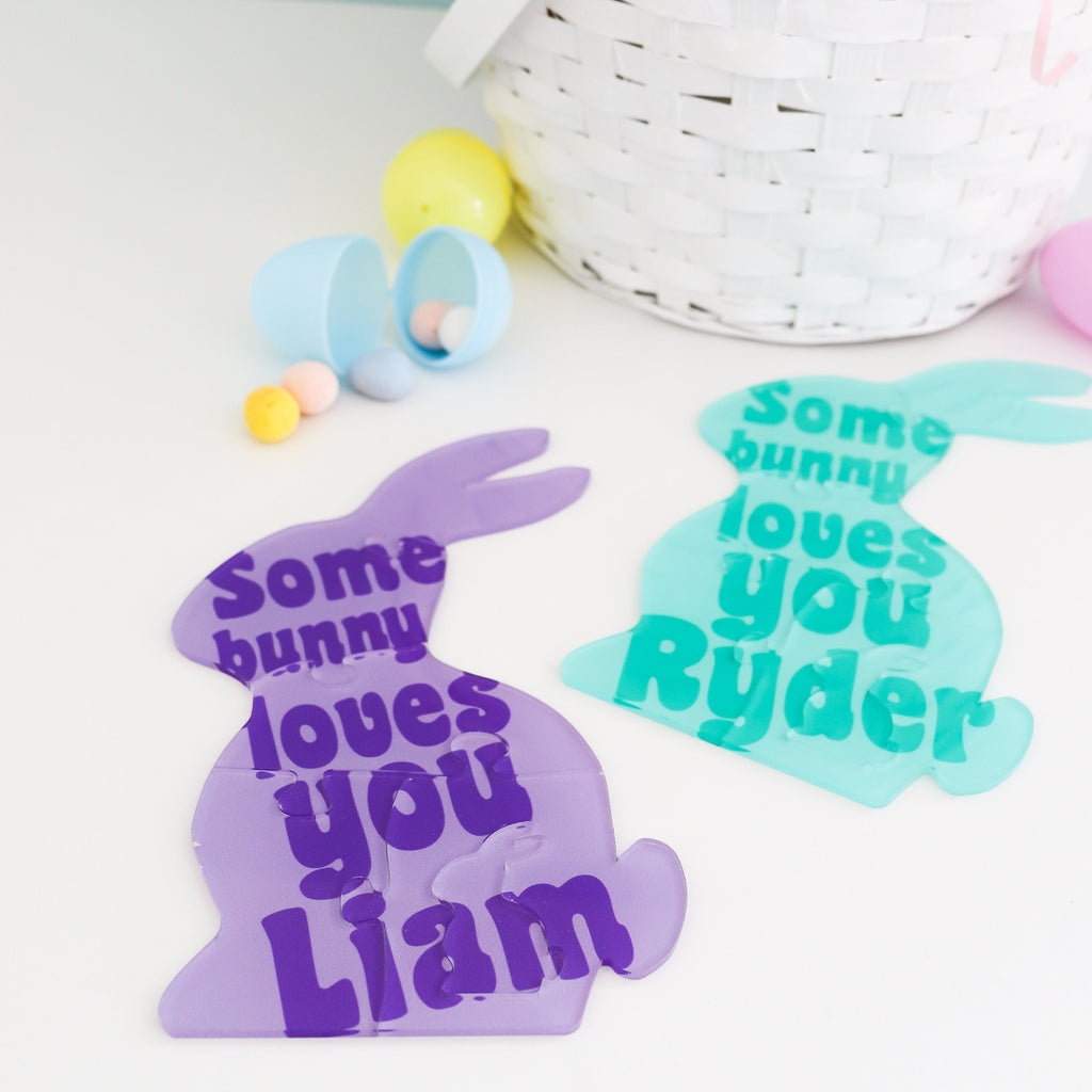 Personalized Easter bunny puzzle for kids or gifts, easter basket toys, easter gift basket filler, bunny tag