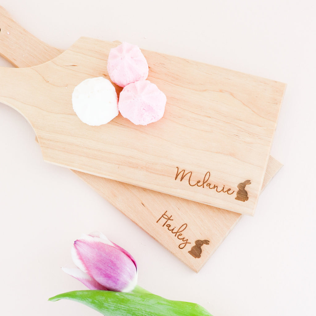 Easter personalized mini charcuterie boards, Easter gift basket filler, spring cutting board, kids gifts, personalized kids gifts