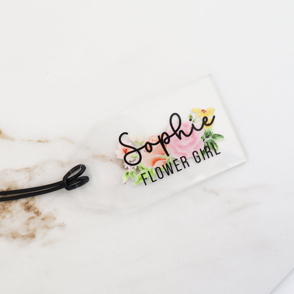 Personalized luggage tag, flower girl gift, flower girl gift tag, bridesmaid gift, bridesmaid proposalh