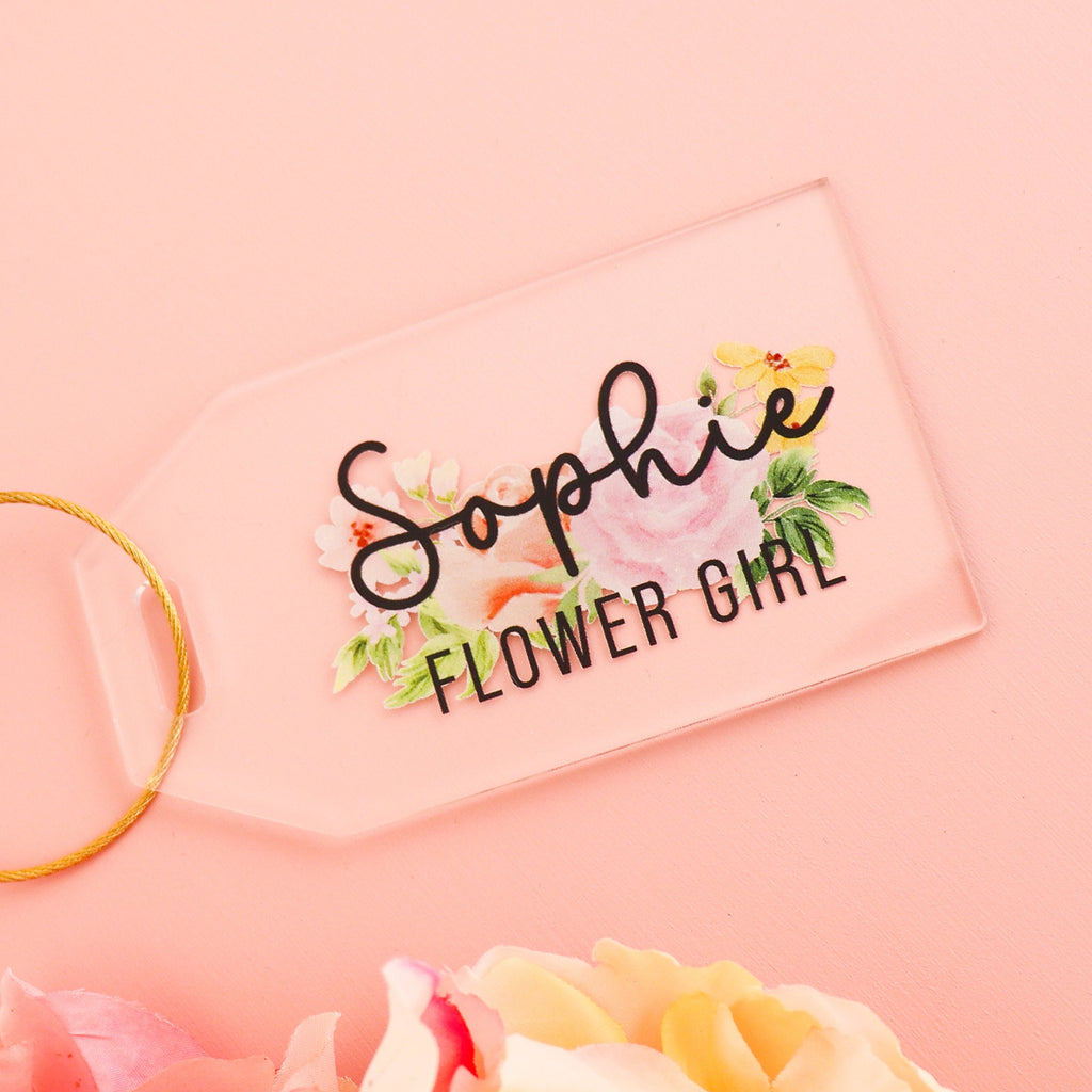 Personalized luggage tag, flower girl gift, flower girl gift tag, bridesmaid gift, bridesmaid proposalh