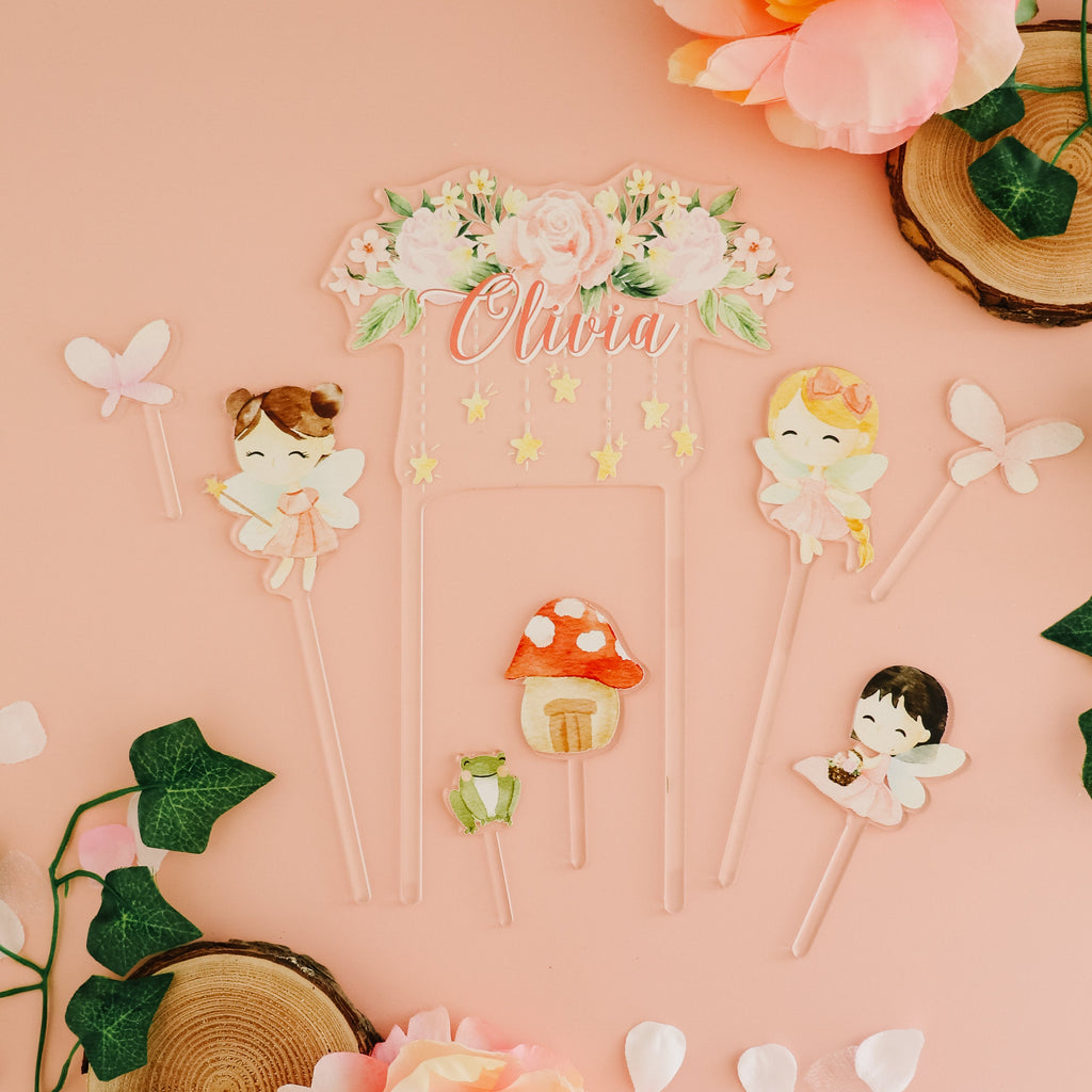 Fairy Cake topper, party cake topper, fairy forest cake topper, enchanted forest party supplies