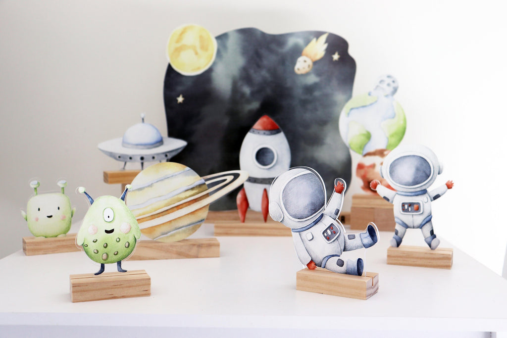 Outer space playscape, imagination scene setter, solar system shelfie decor, nursery decor