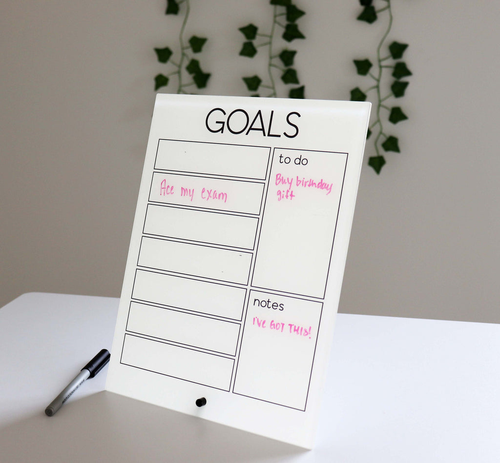 GOALS dry erase desktop