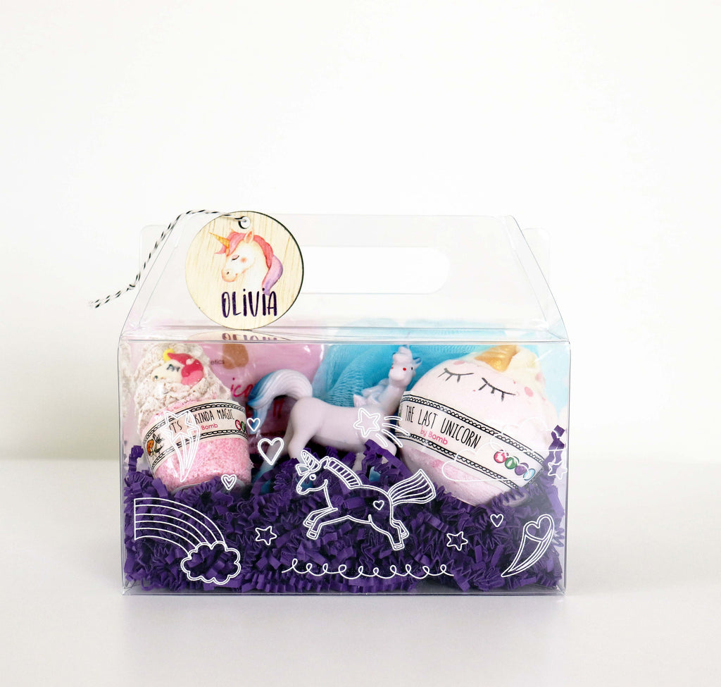 Unicorn bath gift set with toy