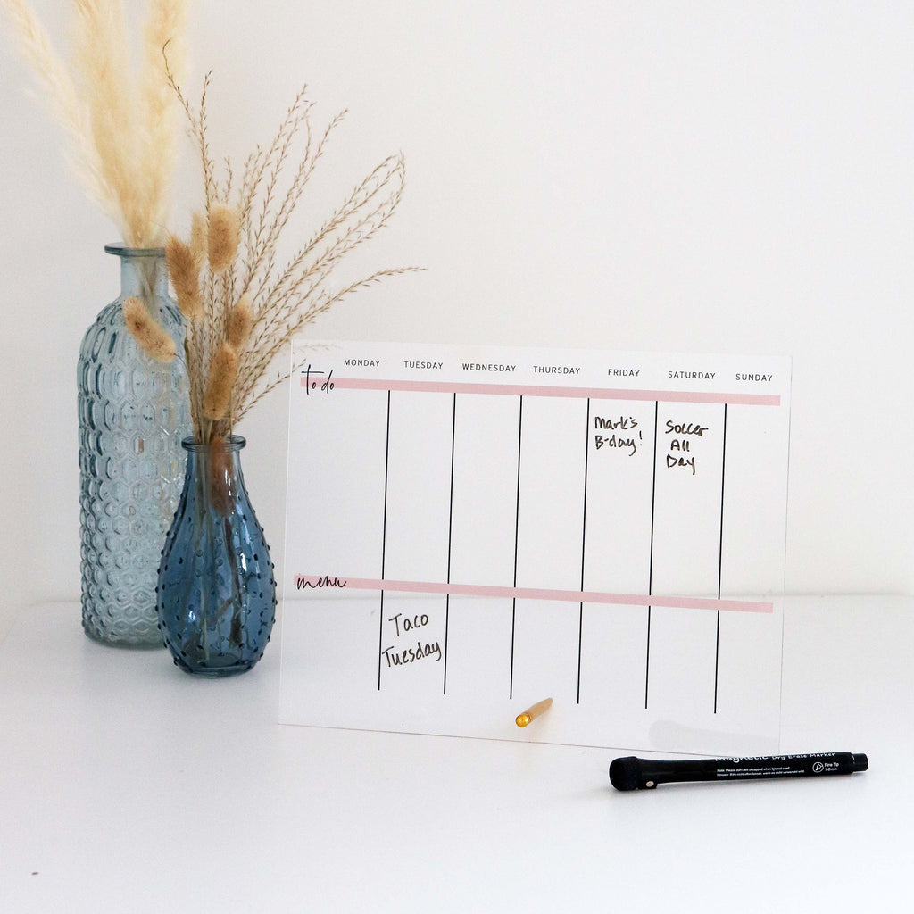 Personalized dry erase menu