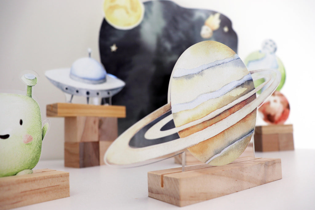 Outer space playscape, imagination scene setter, solar system shelfie decor, nursery decor, Waldorf Open-Ended Toy