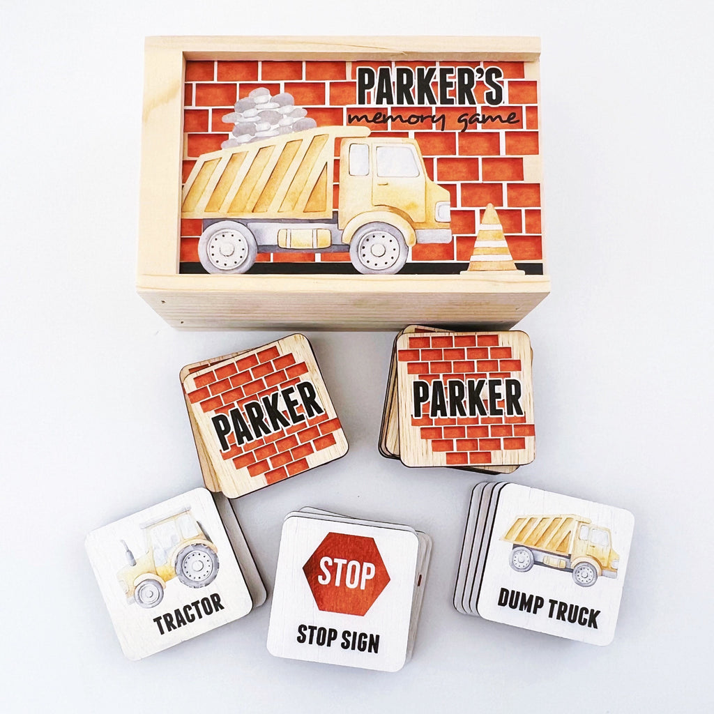 Construction truck memory game