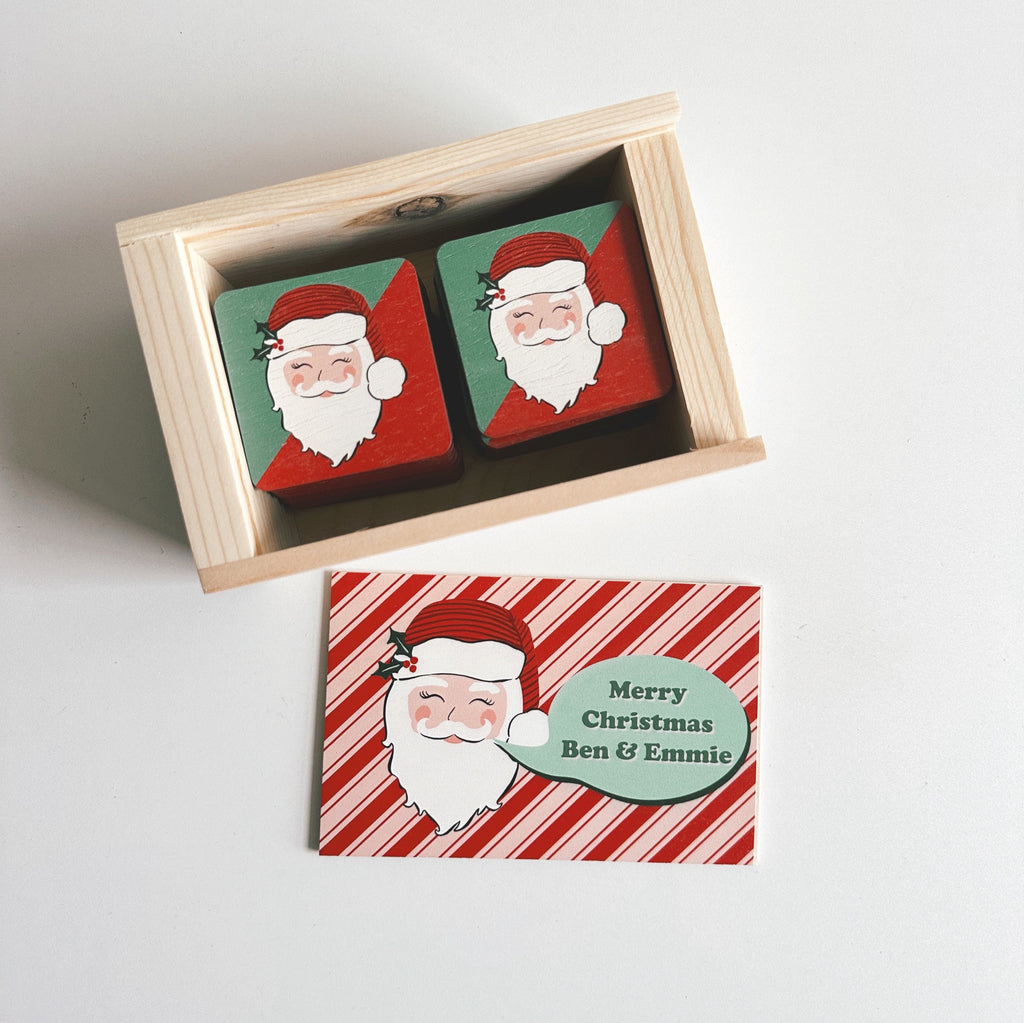Christmas memory game, preschool games, personalized toys, Montessori wood toys, santa matching game, gifts for kids personalized