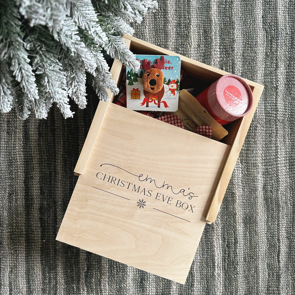 Personalized Christmas Eve box, wood Christmas gift crate, kids Christmas Eve pj box