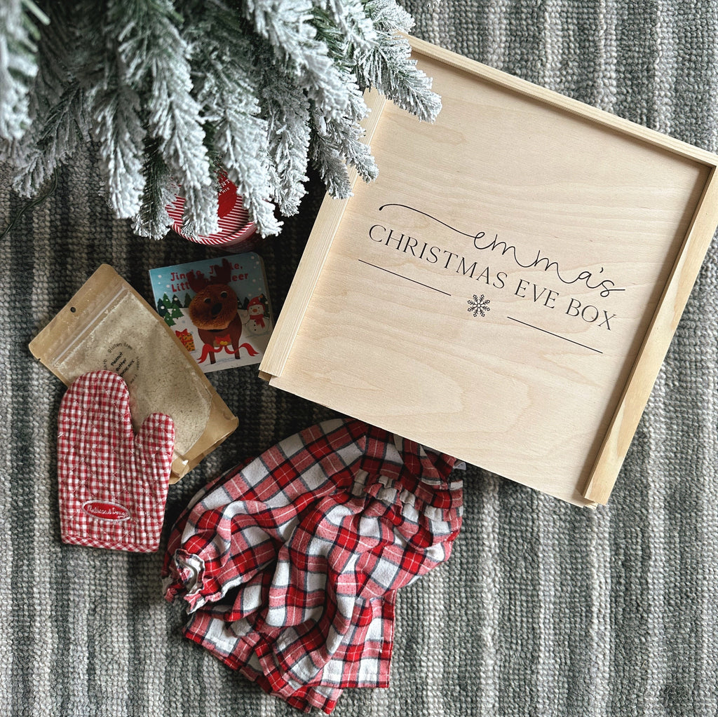 Personalized Christmas Eve box, wood Christmas gift crate, kids Christmas Eve pj box