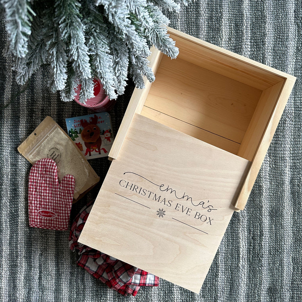 Personalized Christmas Eve box, wood Christmas gift crate, kids Christmas Eve pj box