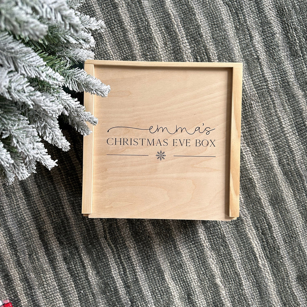 Personalized Christmas Eve box, wood Christmas gift crate, kids Christmas Eve pj box