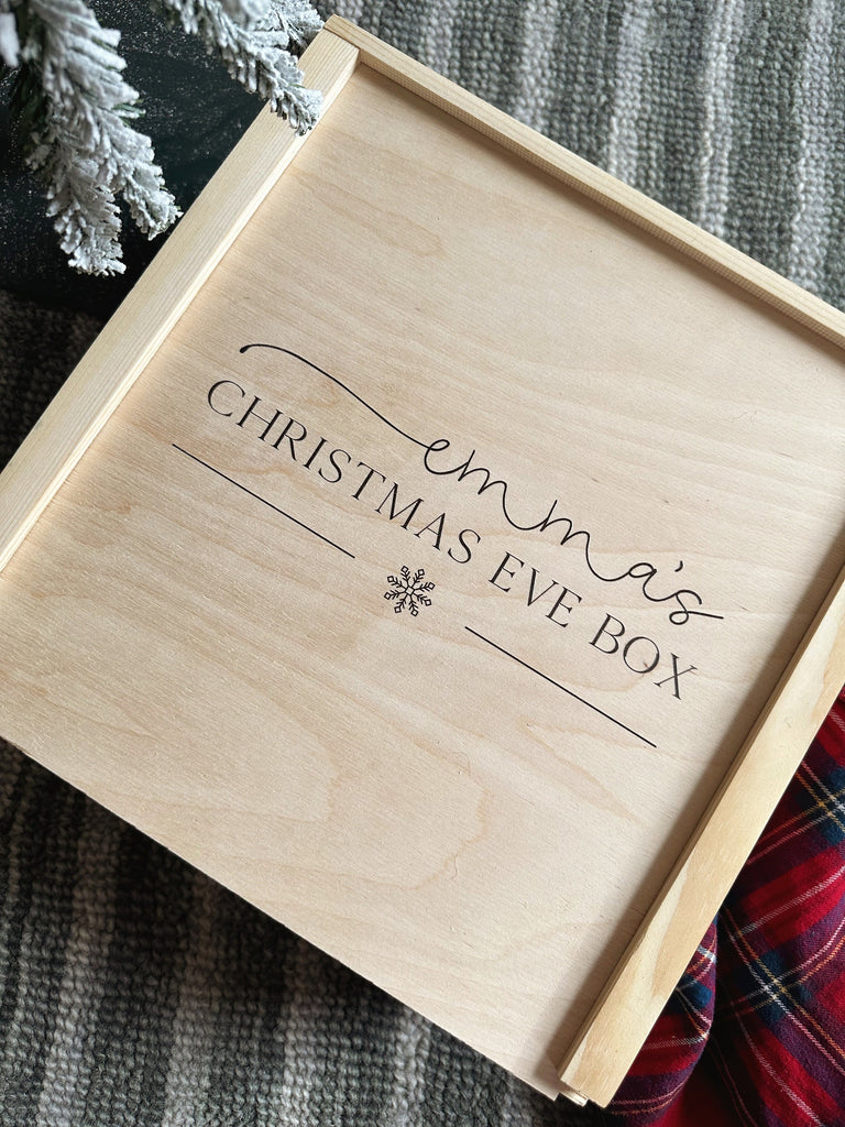 Personalized Christmas Eve box, wood Christmas gift crate, kids Christmas Eve pj box