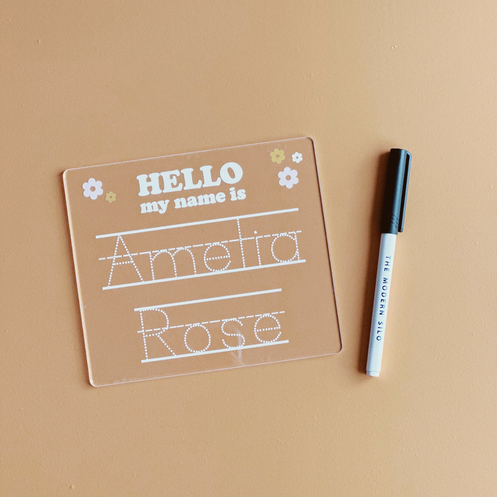 Acrylic dry erase name tracing board, penmanship board, nursery name sign