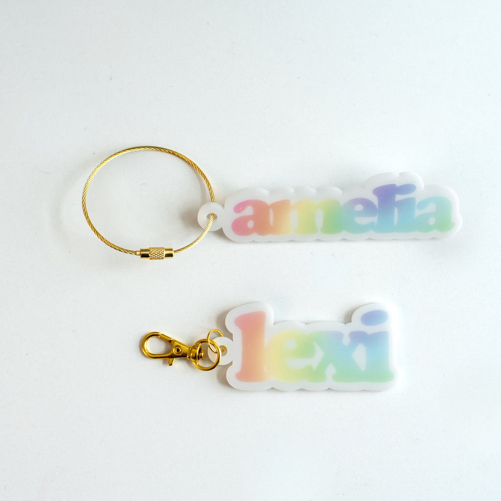 Rainbow name keychains