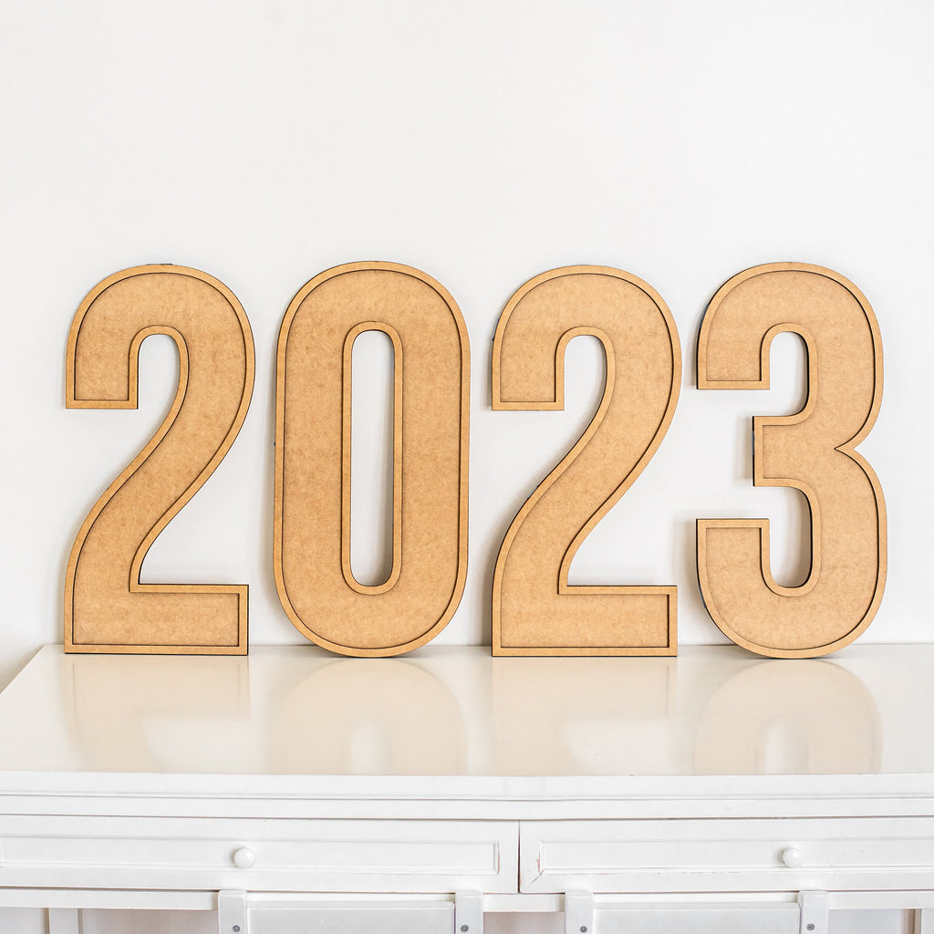 Unfinished fillable 2023 party decor